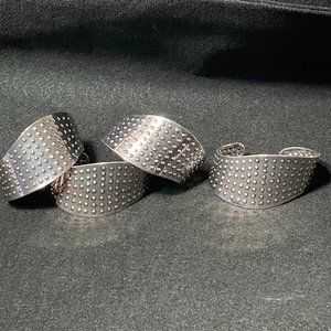 Set of 4 Silver Toned Light Studded Cuff Bracelets